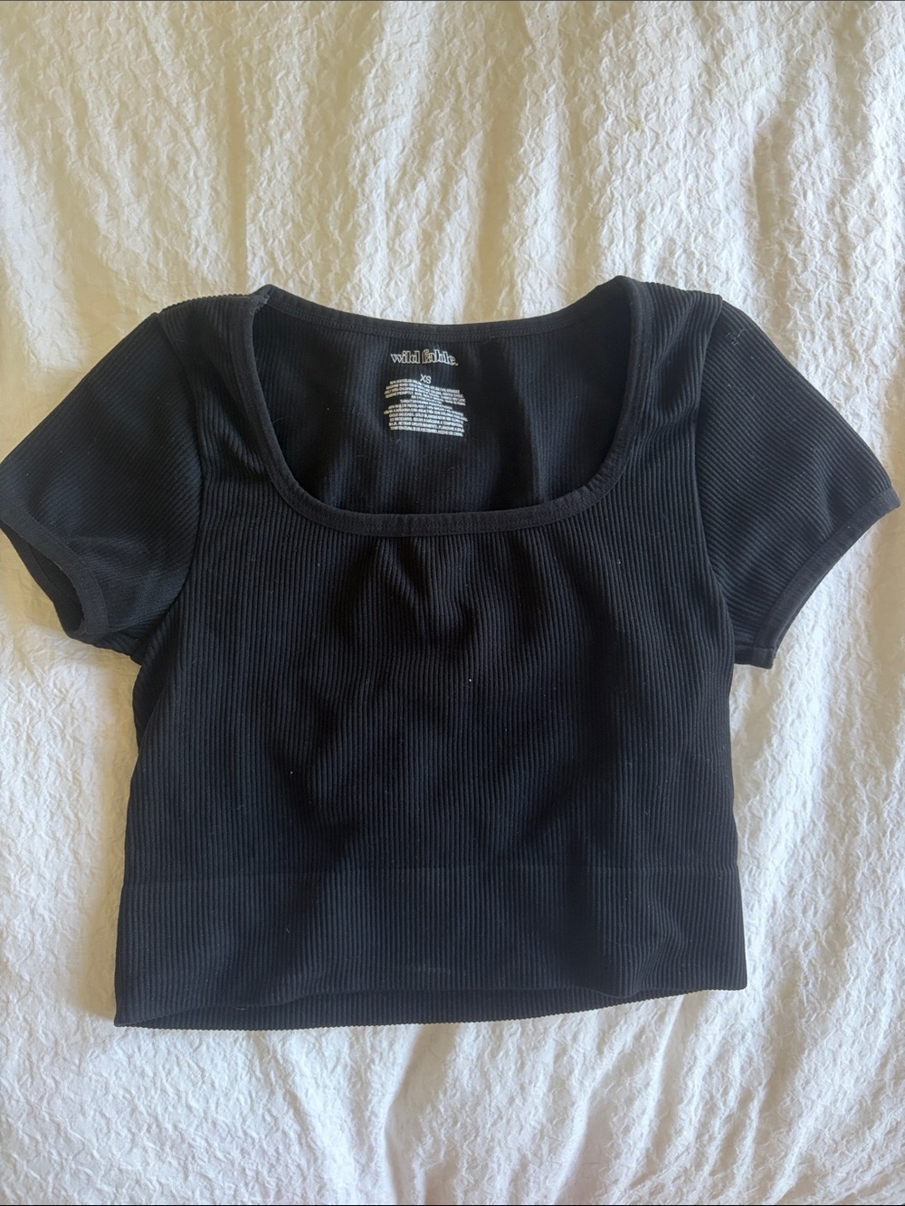 wild fable Black Ribbed Scoop-Neck Crop Top